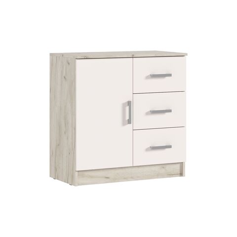 Басямиф Комод 3 ящика 1 дверь (Кашемир, Дуб Крафт серый)