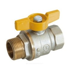 Кран шаровой латунь никель газ R734G Ду 20 ВР/НР полнопроходной бабочка Giacomini R734GAX004