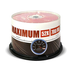 Носители информации CD-R, 52x, Mirex Maximum, Cake/50, UL120052A8B