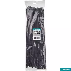 СИБИН ХС-Ч, 7.6 x 500 мм, нейлон РА66, 100 шт, черные, хомуты-стяжки (3788-76-500)