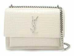 Сумка Saint Laurent Sunset Medium с тиснением под крокодила белый