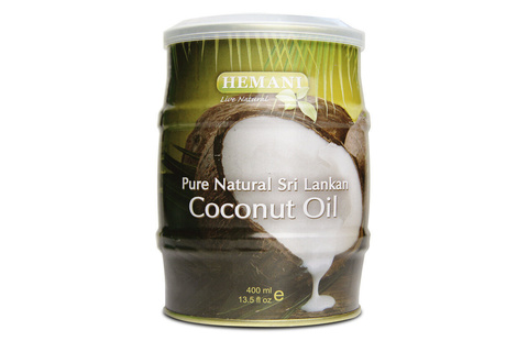 Natural Sri Lankan COCONUT OIL Premium Quality, Hemani (Натуральное КОКОСОВОЕ МАСЛО для наружного и внутреннего применения, Хемани), железная банка, 400 мл.