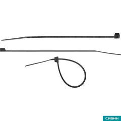 СИБИН ХС-Ч, 7.6 x 500 мм, нейлон РА66, 100 шт, черные, хомуты-стяжки (3788-76-500)