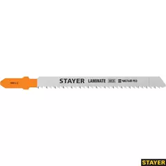STAYER T101BR, 2 шт, 75 мм / 2.5 мм, T-хвост., HCS сталь, обратный рез по ламинату/фанере, полотна для лобзика, Professional (15991-2.5)