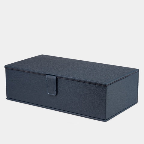 Кофр для хранения Grand из натуральной кожи теленка, синего цвета