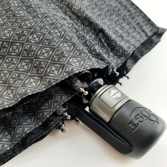 Мужской компактный зонт автомат TRUST черно-серый принт-8