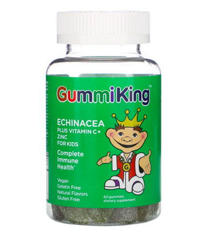 GummiKing, эхинацея с витамином С и цинком для детей, со вкусом фруктов, 60 мармеладок
