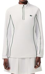 Женская теннисная куртка Lacoste Slim Fit Quarter-Zip Sweatshirt - white/green