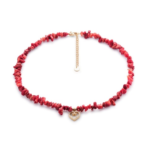 Necklace Heart Coral