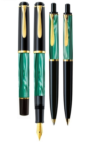 Ручка перьевая Pelikan Elegance Classic M200 Green Marbled GT, F (994095)