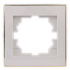 RAIN 703 0226 146 Рамка 1-ая горизонтальная  б/вст  белая  с бок.вст.золото(10шт /120шт)