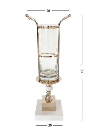Ваза стеклянная Cote Noire Gold Urn на подставке из белого мрамора с золотым декором