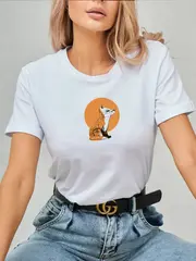 Футболка больших размеров с принтом лисичка