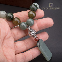 Чётки браслет из камня "Изобилие". Нефрит. 20 бусин
