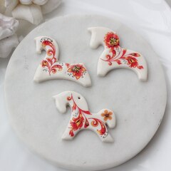 Подвеска Лошадка, хохлома, 30*40 мм, S020