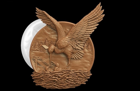 Силиконовый молд Аист (медальон) № 0470