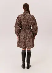 Платье-мини MAGIC FLOWERS зелено-розового цвета