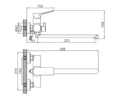 Смеситель для ванны Accoona латунь цвет оружейная сталь