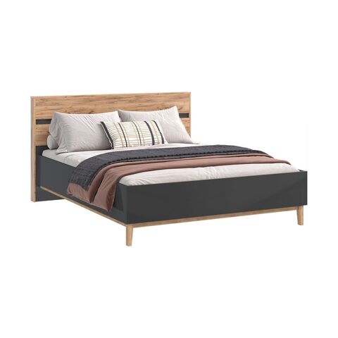 Кровать Кельн 1,4м (ортопед дерево) (Графит, Дуб Крафт )