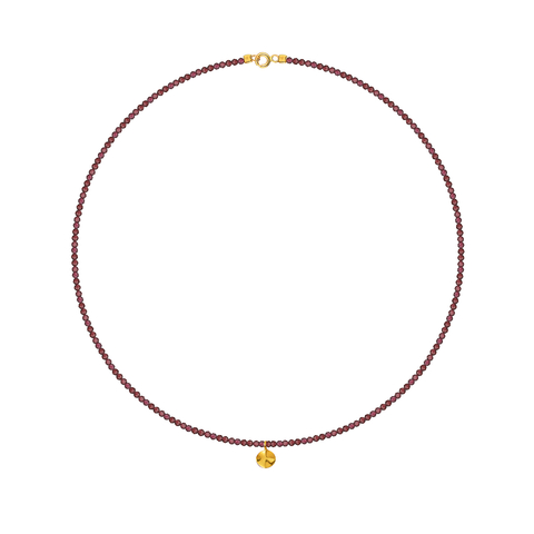 чокер из граненого граната с «мятым листом»