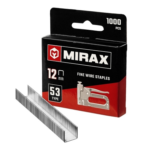 MIRAX тип 53 (A/10/JT21) 12 мм, 1000 шт, калибр 23GA, скобы для степлера (3153-12)