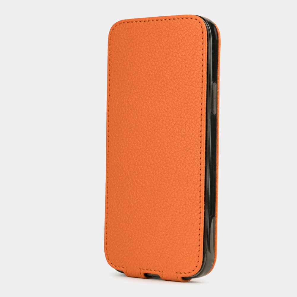 Чехол для iPhone 12 Mini из натуральной кожи теленка, оранжевого цвета