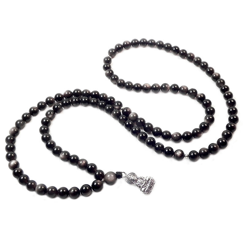 Четки "Будда 8" обсидиан иризирующий