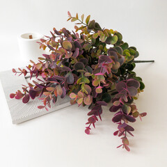 №3 Эвкалипт искусственный, шаровидный, сиреневый, 35 см., набор 2 букета.