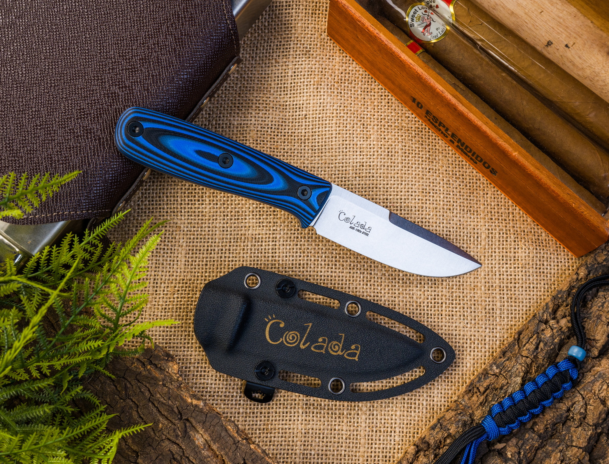 Туристический нож Colada AUS-10Co (Cryo) StoneWash Black-Blue G10