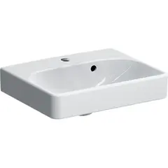 Раковина Geberit Smyle Square, с асимметричным переливом: Белый, B=45см, H=16см, T=36см, Отверстие под смеситель=По центру, Перелив=На виду фото
