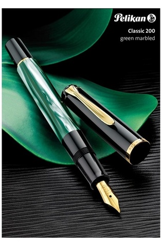 Ручка перьевая Pelikan Elegance Classic M200 Green Marbled GT, F (994095)