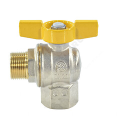 Кран шаровой латунь никель угловой газ R781 Ду 15 Ру5 ВР/НР полнопроходной бабочка Giacomini R781GBX003