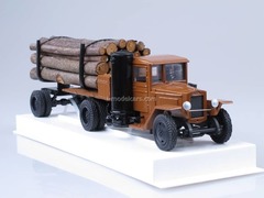 UralZIS-352L gas generator Timber trailer with birch forest LOMO-AVM 1:43