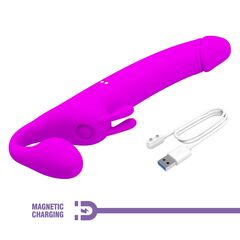 Лиловый безремневой страпон с вибрацией Zanini - 