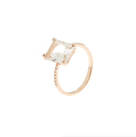Baguette Crystal Gold Ring