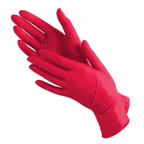 Перчатки косметические нитриловые Красные р. XS (100 штук - 50 пар)