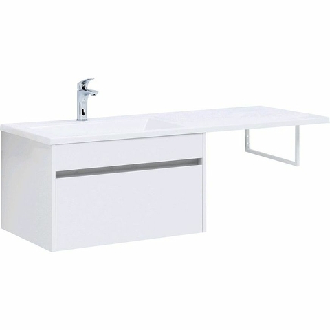 Aquanet 239217 Тумба с раковиной Токио 130 L подвесная 1 ящик цвет белый глянец (239217)