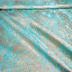 Ткань жаккард бирюзовый с золотым 2032