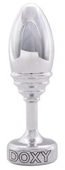 Серебристая анальная втулка Doxy Ribbed Butt Plug - 10,5 см. - 