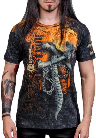 Wornstar | Футболка мужская DESTROY Tee W106 перед с огненным черепом