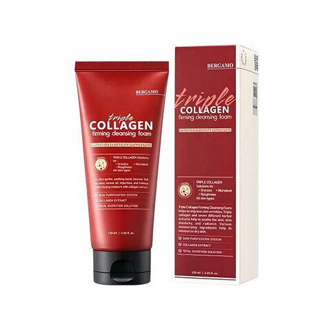 Bergamo Triple Collagen Firming Cleansing Foam,Очищающая пенка для лица с тройным коллагеном 120 мл