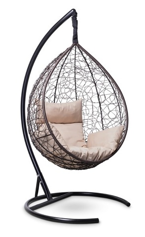 Подвесное кресло-кокон SEVILLA коричневое, бежевая подушка (Laura Outdoor)