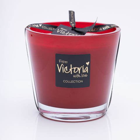 Свеча ароматическая 400г Victoria with Love Glossy dark red