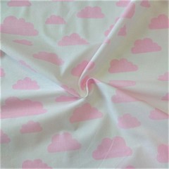 Ткань хлопковая розовые облачка на белом, отрез 50*80 см