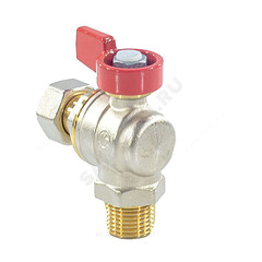 Кран шаровой латунь никель угловой R780 Ду 15 Ру16 НР/нак. гайка полнопроходной флажок Giacomini R780PX013