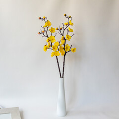 Сливы цветущей ветка, Желтый цвет, длина 60 см, набор 2 ветки