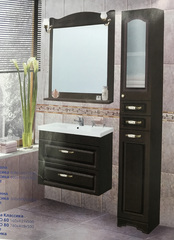 Тумба Классика с умывальником COMO 80, подвесная 2 ящика, венге