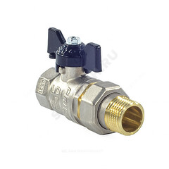 Кран шаровой латунь никель Pride Ду 25 Ру40 ВР/"американка" полнопроходной бабочка аналог 11б27п1 LD 47.25.В-ГШ.Б