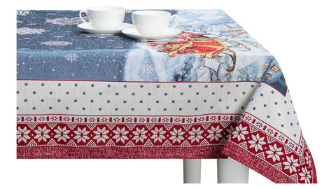 Скатерть 140х300см Mix&Match Home Новогодний гость синяя