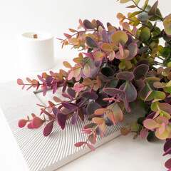 №3 Эвкалипт искусственный, шаровидный, сиреневый, 35 см., набор 2 букета.